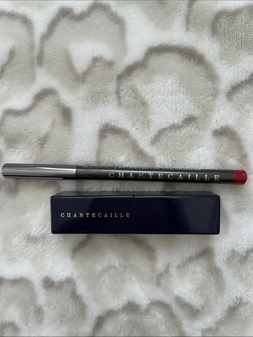 Chantecaille Lip Liner & Lipstick Set in Navy Case with Berry Red Shade